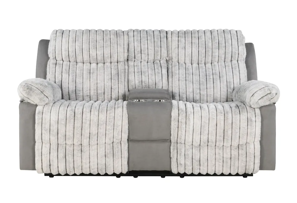 U6028 GREY CONSOLE RECLINING LOVESEAT - Global Furniture USA