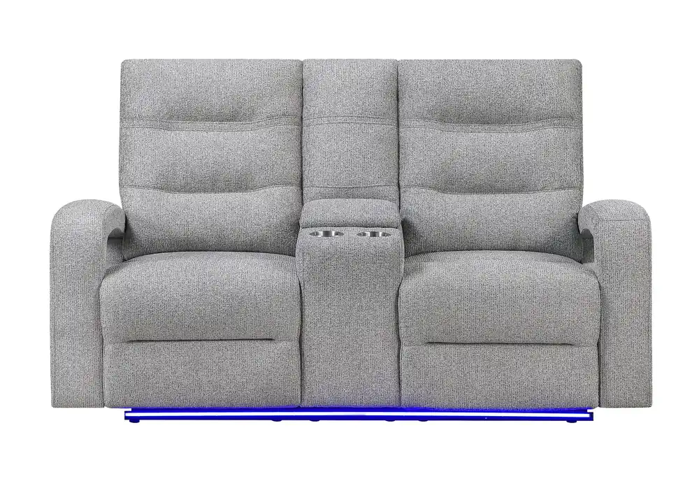 U6611 GREY 15 POWER CONSOLE RECLINING LOVESEAT WITH LED - Global Furniture USA