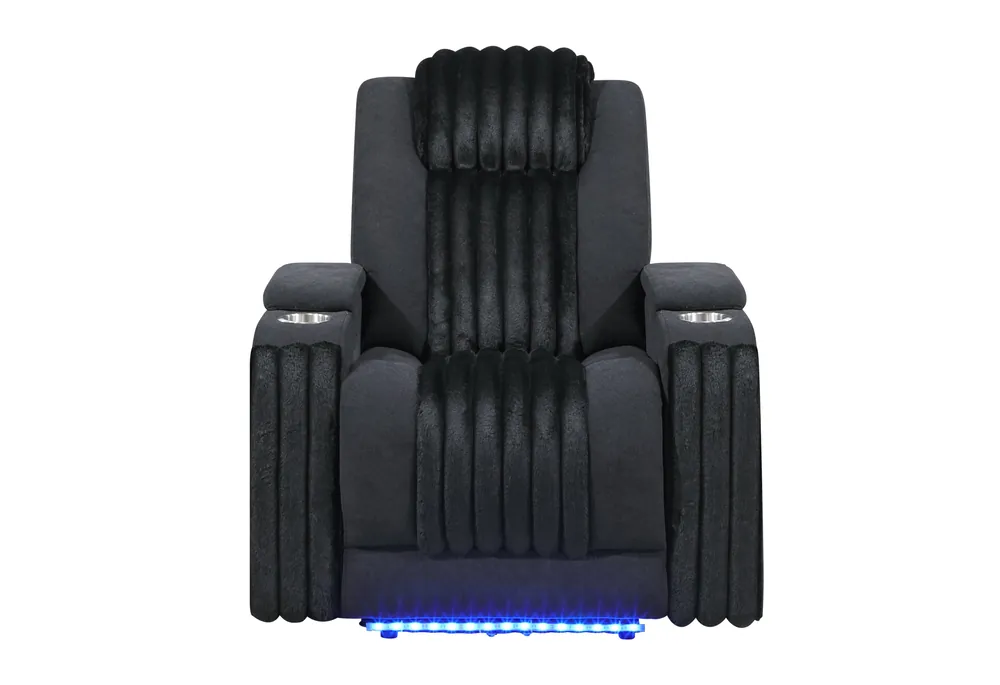 U8000 BLACK POWER RECLINER W/ POWER HEADREST & LED LIGHT - Global Furniture USA