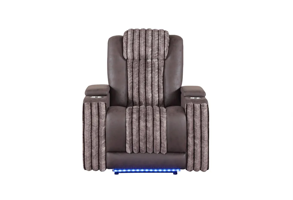 U8000 BROWN POWER RECLINER W/ POWER HEADREST & LED LIGHT - Global Furniture USA