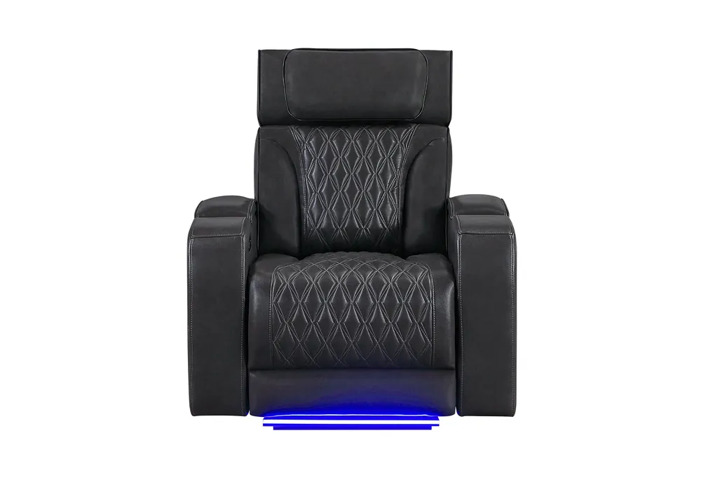 U8611 BLANCHE CHARCOAL POWER RECLINER WITH POWER HEADREST AND LED - Global Furniture USA