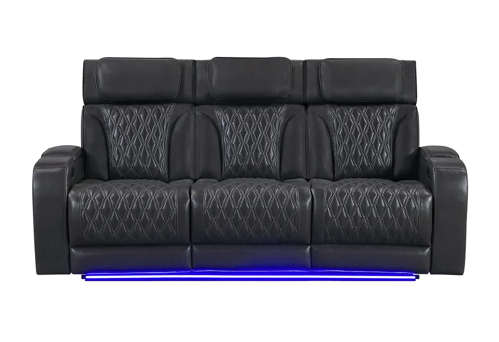U8611 BLANCHE CHARCOAL POWER RECLINING SOFA WITH PHR AND LED - Global Furniture USA