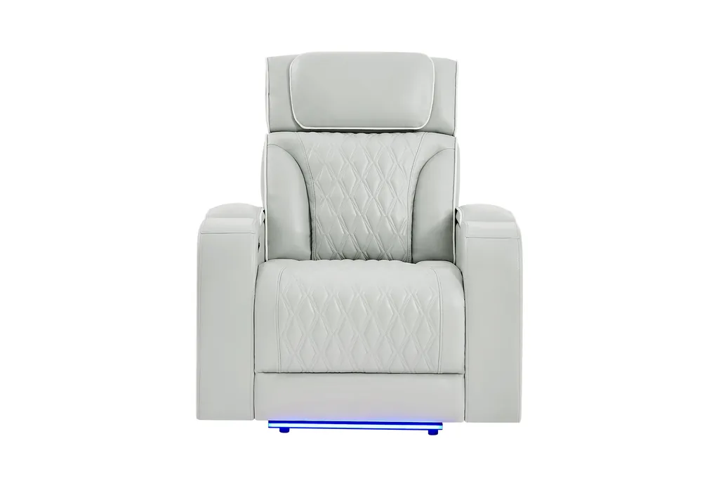 U8611 BLANCHE SILVER POWER RECLINER WITH POWER HEADREST AND LED - Global Furniture USA