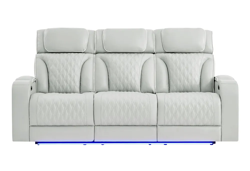 U8611 BLANCHE SILVER PWR REC SOFA WITH PHR AND LED - Global Furniture USA
