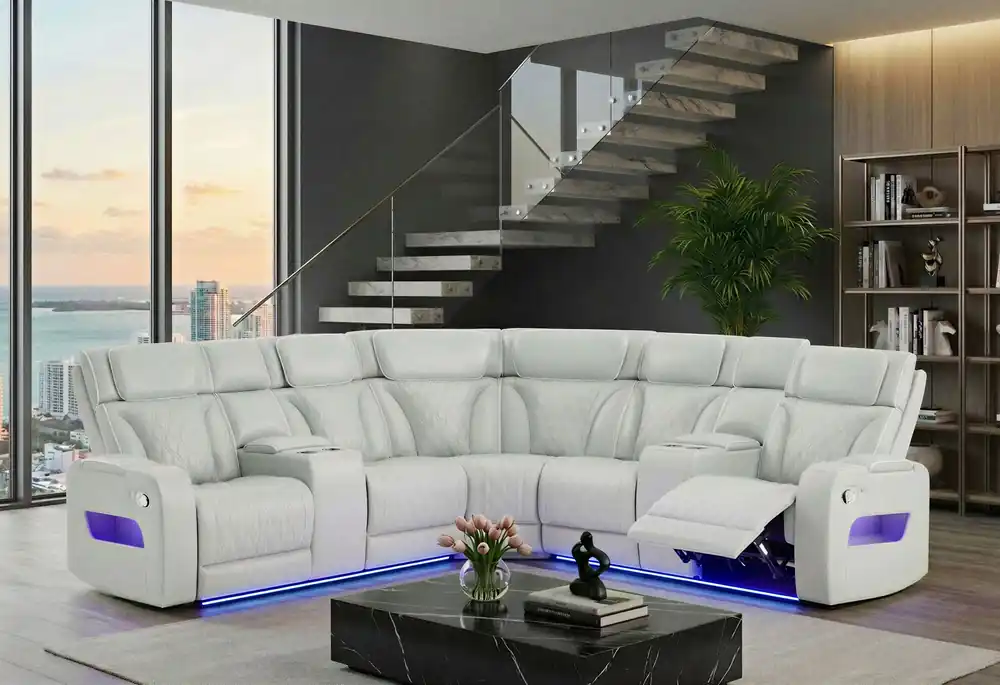 U8611 BLANCHE SILVER SECTIONAL WITH LED - Global Furniture USA