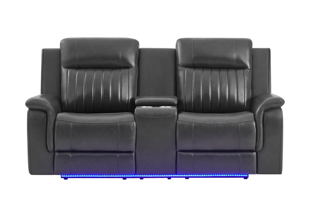 U8879 BLANCHE CHARCOAL PWR CON REC LS W/LED, GLOBAL SS & SUBWOOFER - Global Furniture USA
