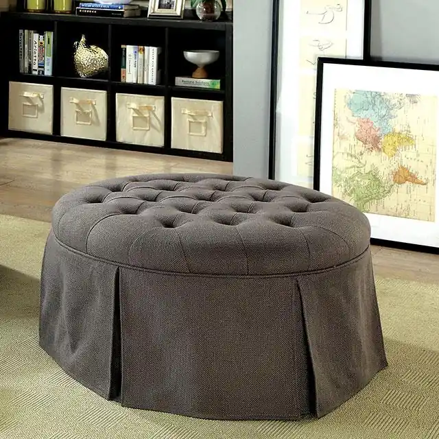 Claes Round Ottoman Gray - FOA East