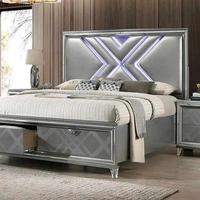 Emmeline 4 & 5 Piece Queen Bedroom Set Gray & White - FOA East