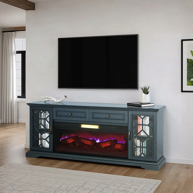 Fidel 74'' TV Console w/ Electric Fireplace - FOA East