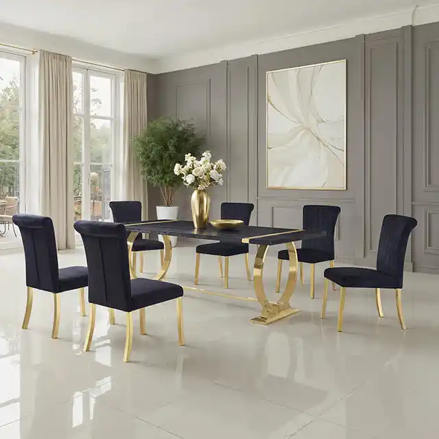 Horley 80" Dining Table, Gold Frame - FOA East