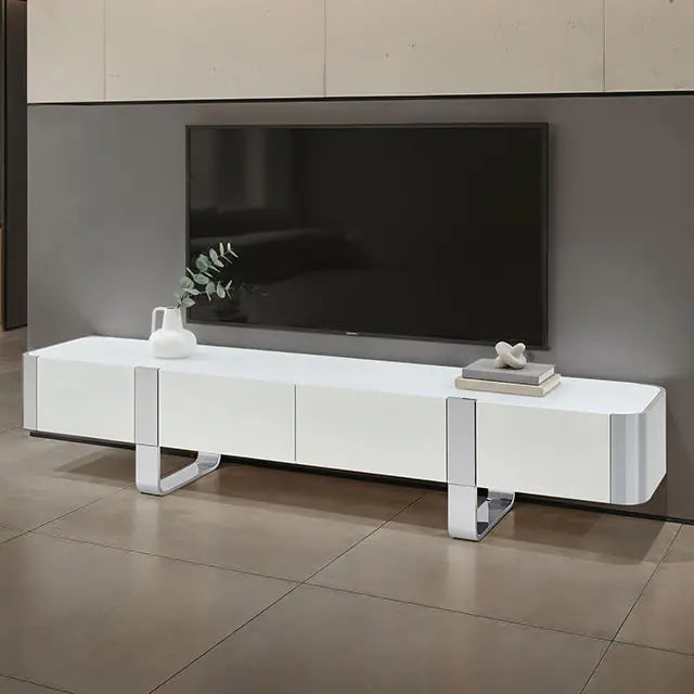 Larvik TV Stand White w/ Silver Frame - FOA East