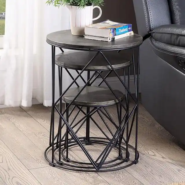 Madyson 3 Pc. Nesting Table Black - FOA East