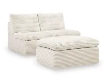 Fannin Armless Chair with Ottoman - Ashley Furniture
