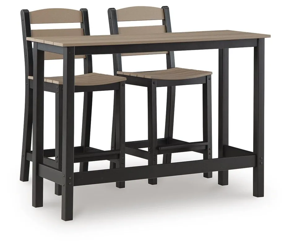 Shoreline Beach Outdoor Counter Table and 2 Barstools - Ashley Furniture