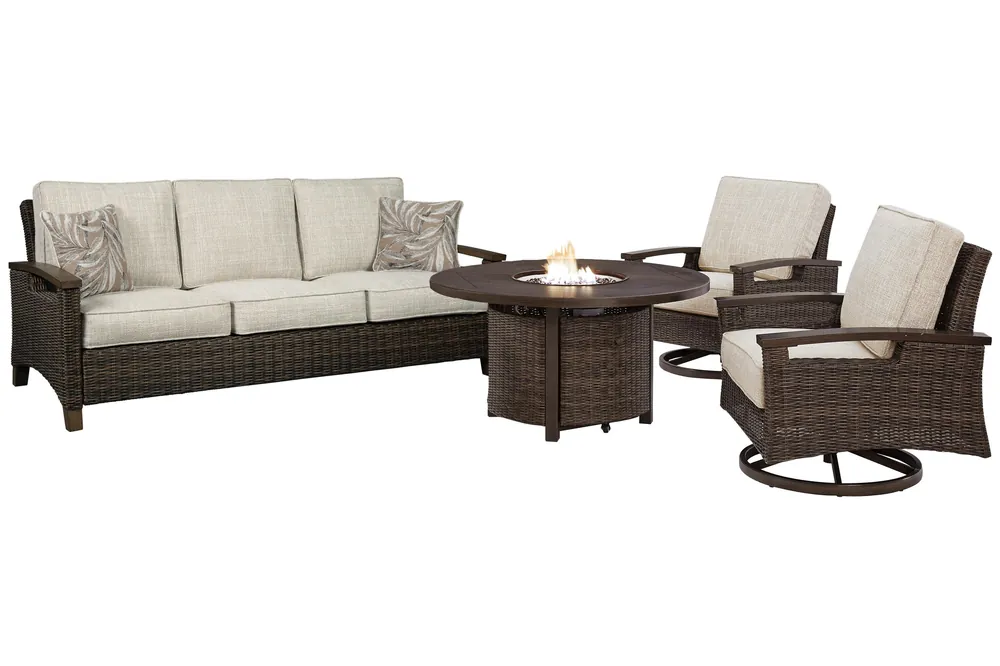 Paradise Trail Outdoor Sofa, Lounge Chairs and Fire Pit Table - Ashley Furniture