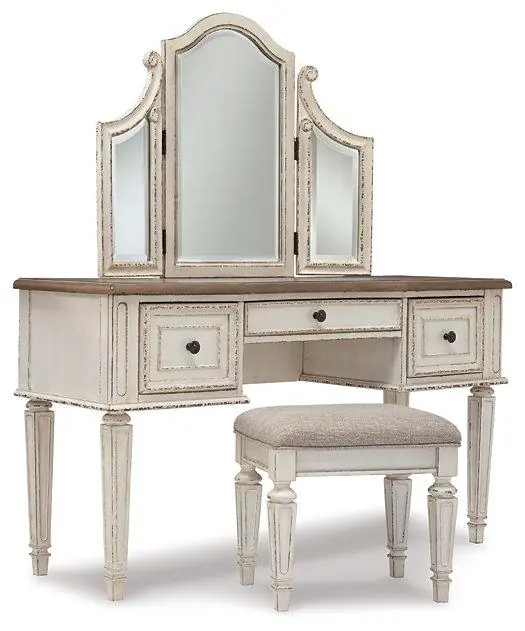 Realyn Vanity and Mirror with Stool - Ashley Furniture