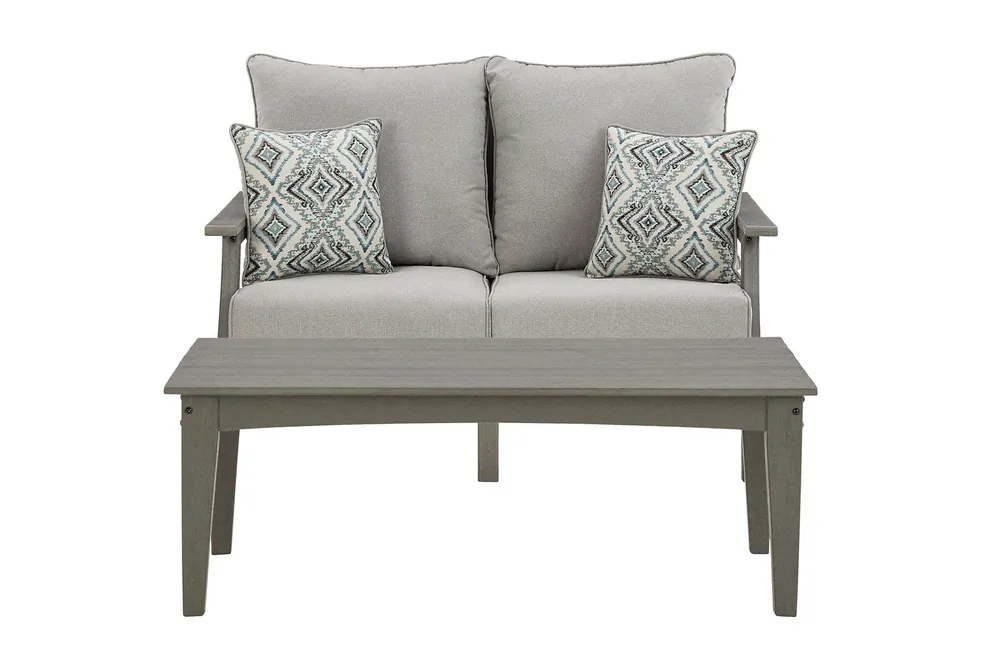 Visola Outdoor Loveseat and Coffee Table - Ashley Furniture