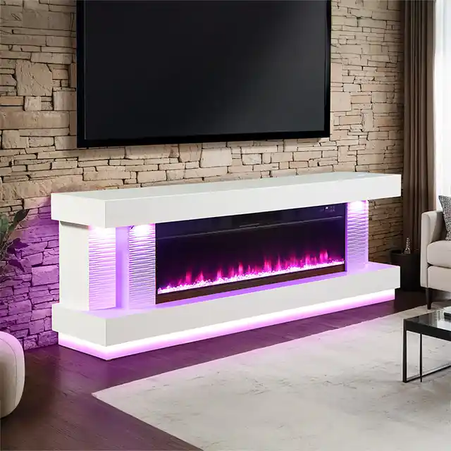 Peseux 71" TV Stand w/ Electric Fire Place - FOA East