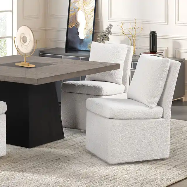 Broager 5 Pc Dining Table Set (White Swivel Chairs) - FOA East