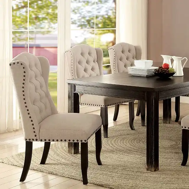 Sania 7 Pc Dining Table Set Black - FOA East
