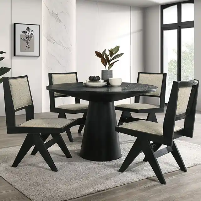 Tottenham 5 Pc Dining Table Set Black - FOA East