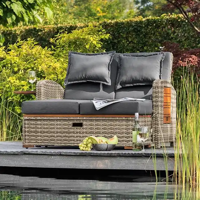 Bahia Tobago Reclining Chaise Lounge Brown & Gray - FOA East