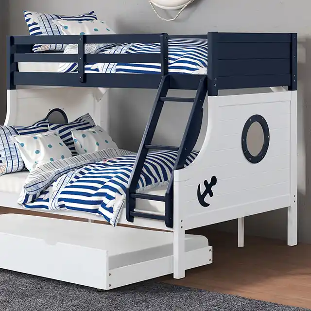 Nautia Twin/Full Bunk Bed Black & White - FOA East