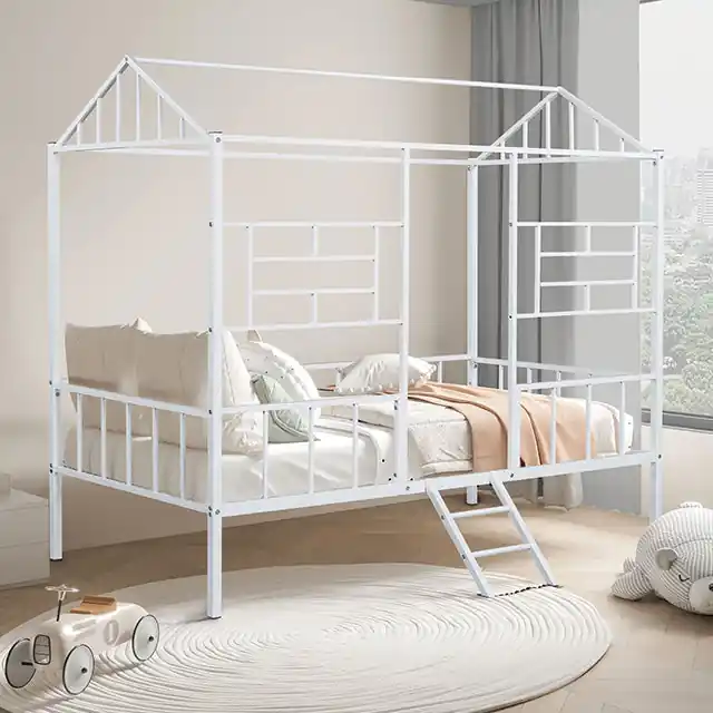 Rhonda Twin Loft Bed White, Silver, & Black - FOA East