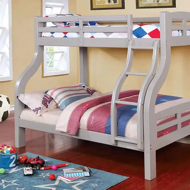 SOLPINE Gray & Oak Twin/Full Bunk Bed - FOA East