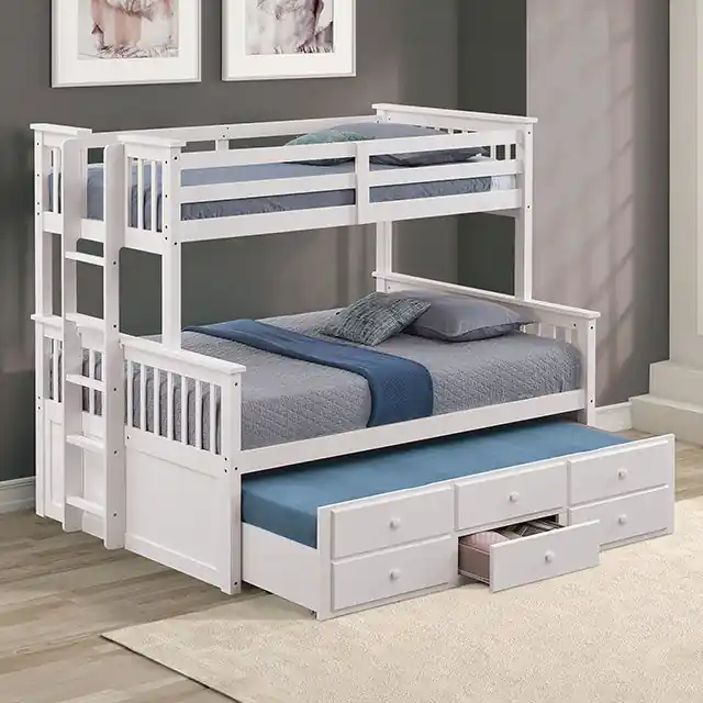 University Twin/Full Bunk Bed Grey, Walnut, & White - FOA East