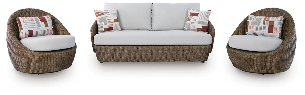 Double Point Outdoor Loveseat/2 Swivel Chairs (Set of 3) - Ashley Furniture