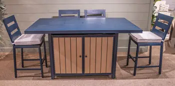 East Beach Outdoor Bar Table with Fire Pit - Ashley Furniture