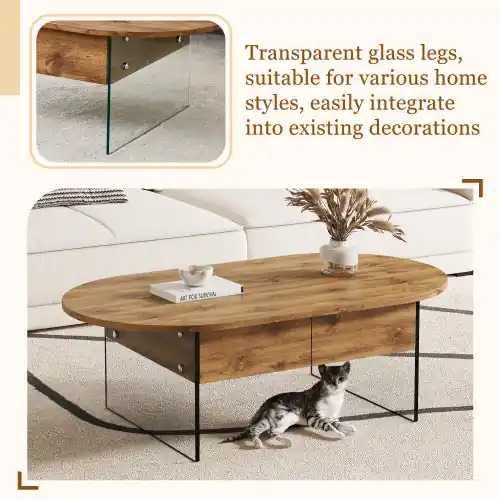 Cozy Natural Oval Double Drawer Coffee Table - Factory Furniture Outlet Store
