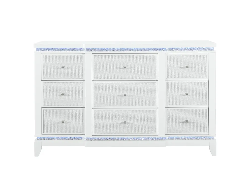 ALINA WHITE DRESSER WITH LED - Global Furniture USA