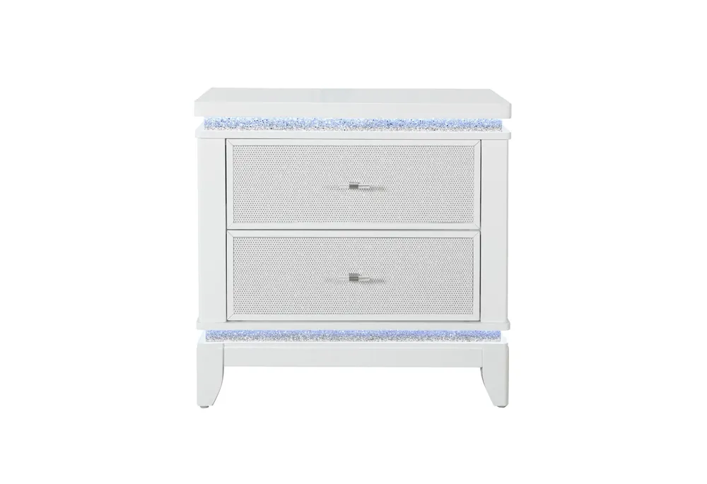 ALINA WHITE NIGHTSTAND WITH LED AND USB - Global Furniture USA