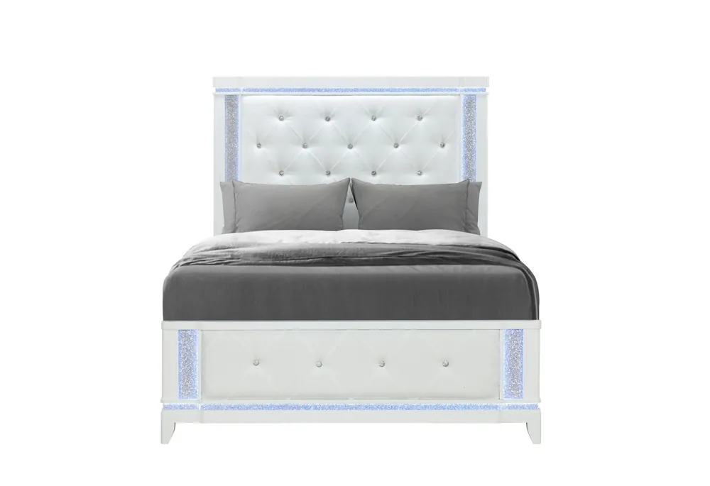 ALINA WHITE QUEEN BED WITH LED - Global Furniture USA