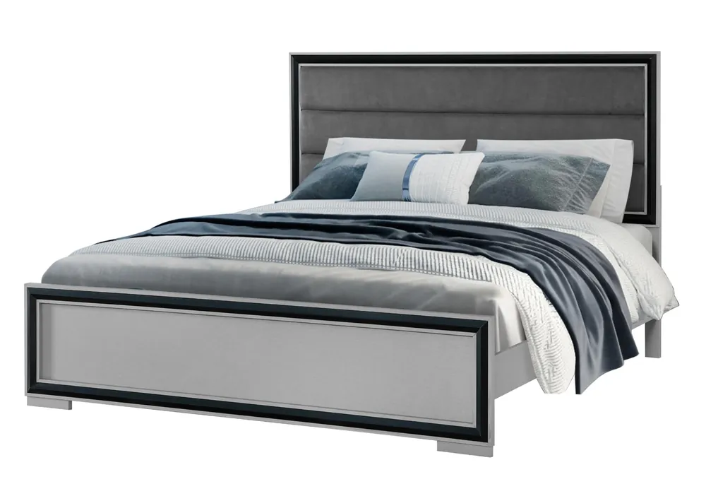 AMELIA GREY BLACK KING BED W/LED - Global Furniture USA