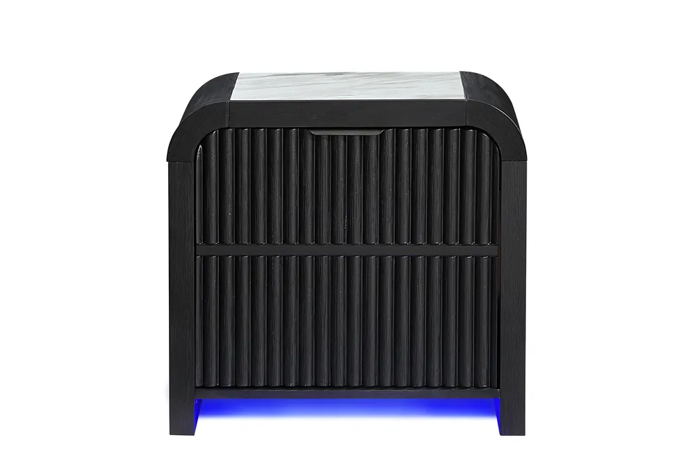 BECKETT WHITE/BLACK NIGHTSTAND WITH LED, COOLER AND SPEAKER - Global Furniture USA