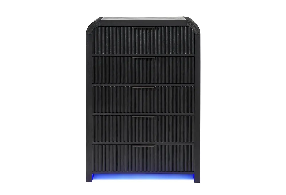 BECKETT WHT/BLK CHEST W/ LED - Global Furniture USA
