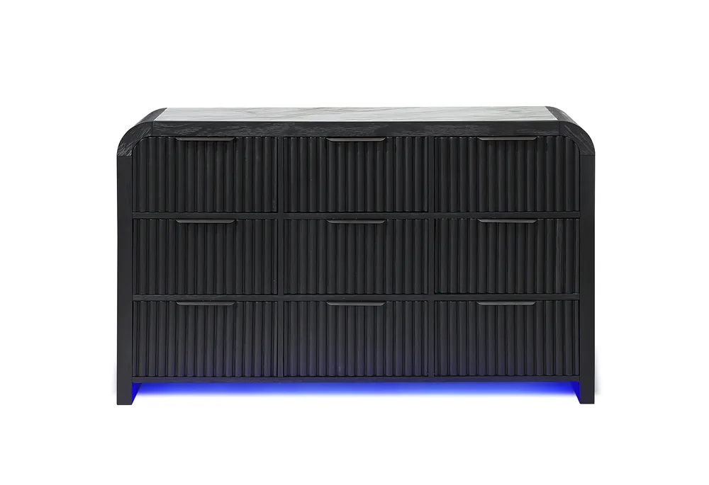 BECKETT WHT/BLK DRESSER W/ LED - Global Furniture USA