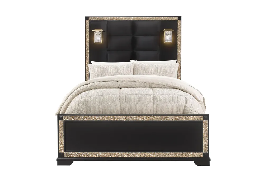 BLAKE BLACK FULL BED WITH LAMPS - Global Furniture USA