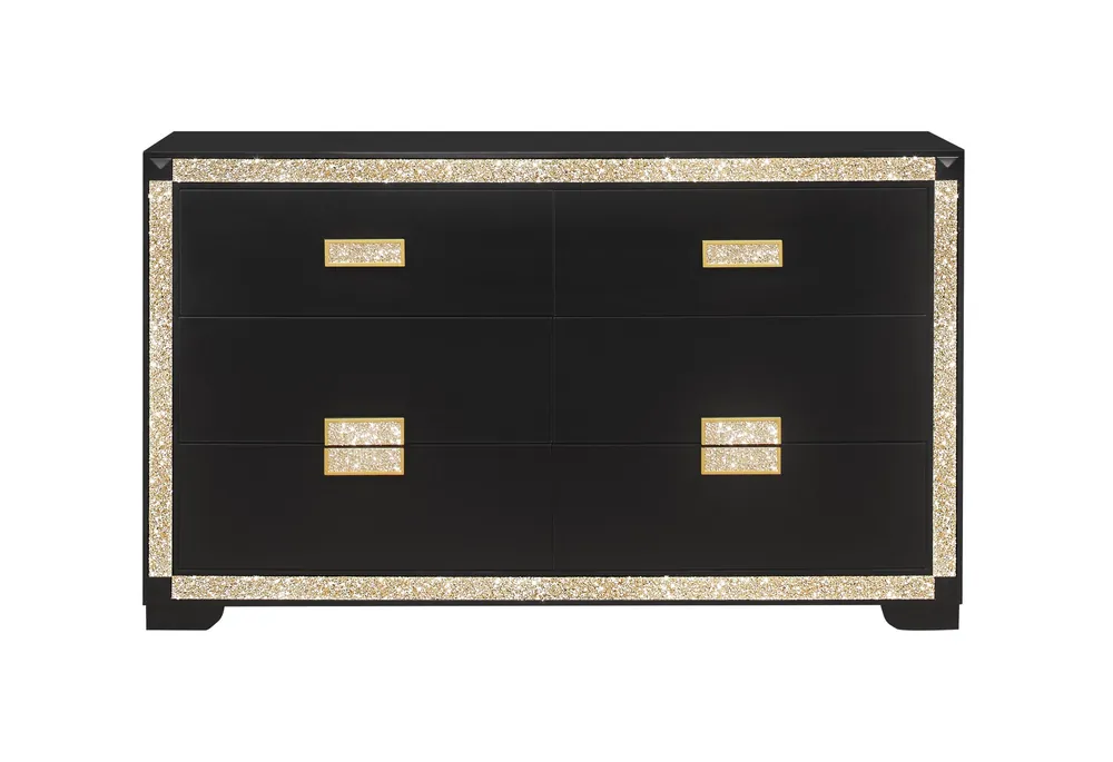 BLAKE BLACK/GOLD DRESSER - Global Furniture USA