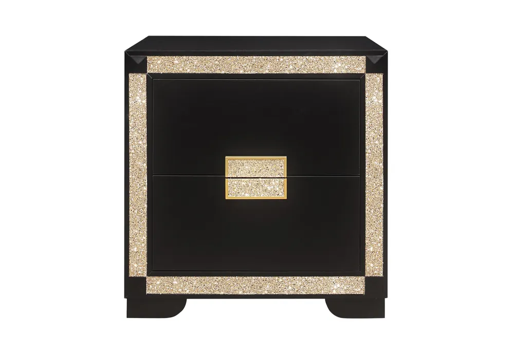 BLAKE BLACK/GOLD NIGHTSTAND - Global Furniture USA