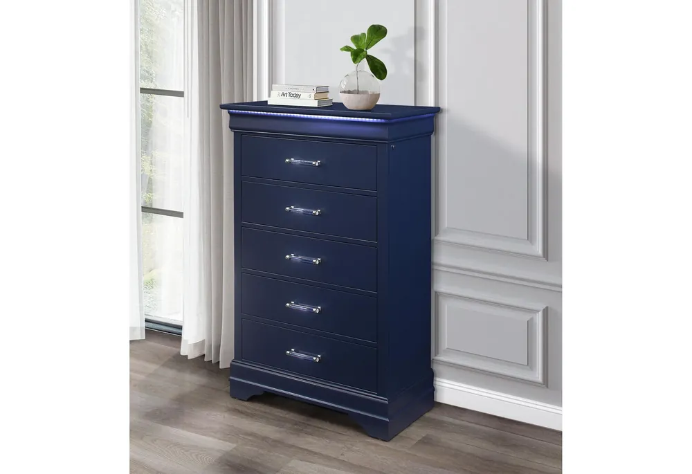 CHARLIE BLUE CHEST WITH LED - Global Furniture USA