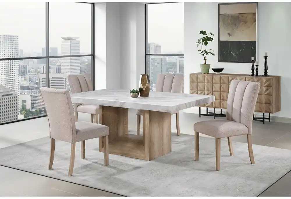 D02 NATURAL DINING TABLE + 8 D8683 DINING CHAIRS - Global Furniture USA