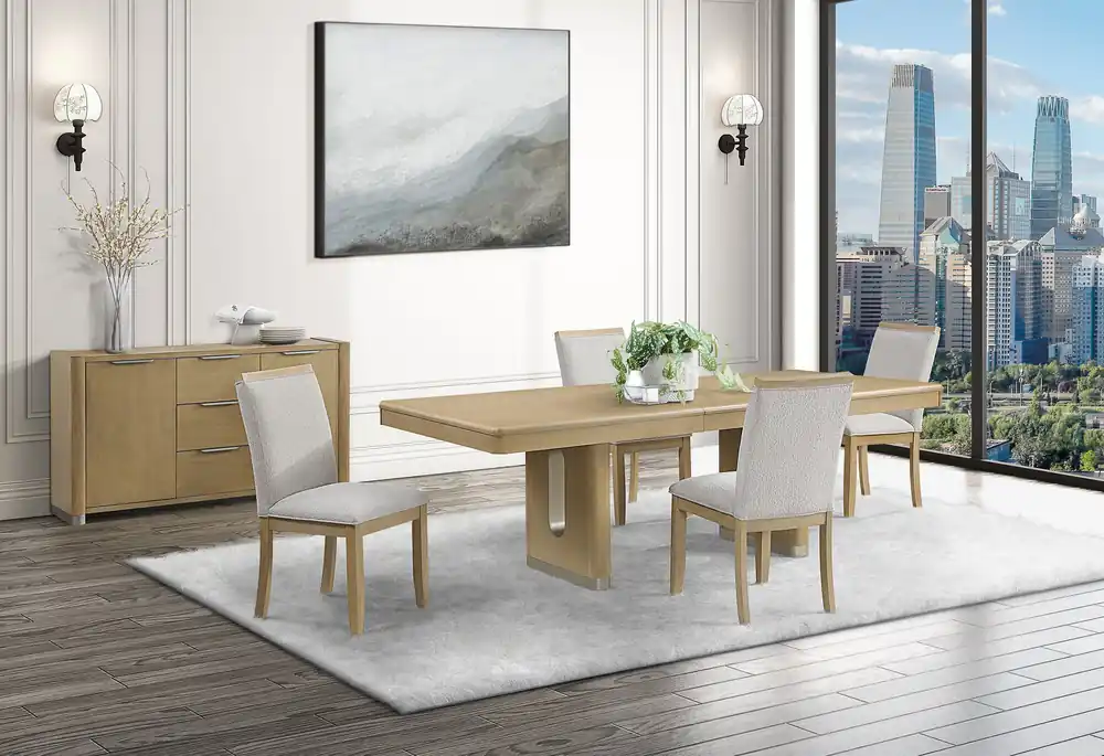 D1248 NATURAL DINING TABLE AND 4 DINING CHAIRS - Global Furniture USA