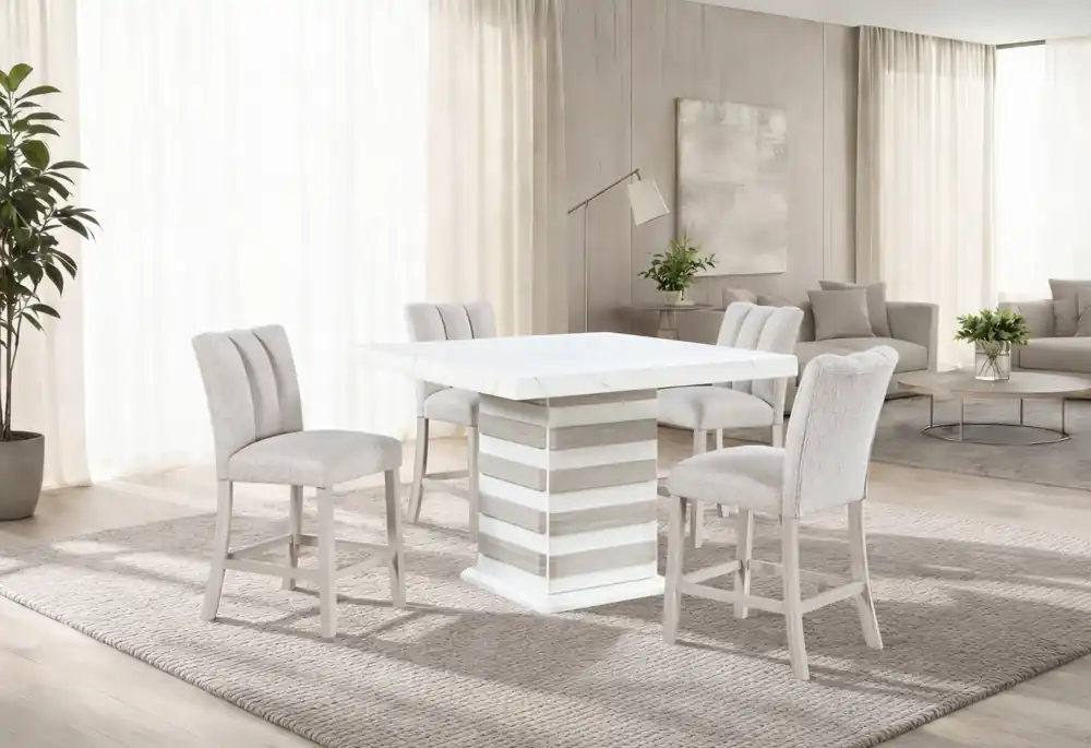 D2507 BAR TABLE WITH 6 D06 BAR STOOLS BEIGE - Global Furniture USA