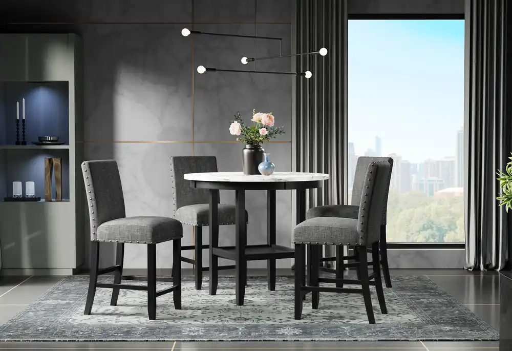 D40011 BAR TABLE + 6 D1622 BAR STOOLS - Global Furniture USA