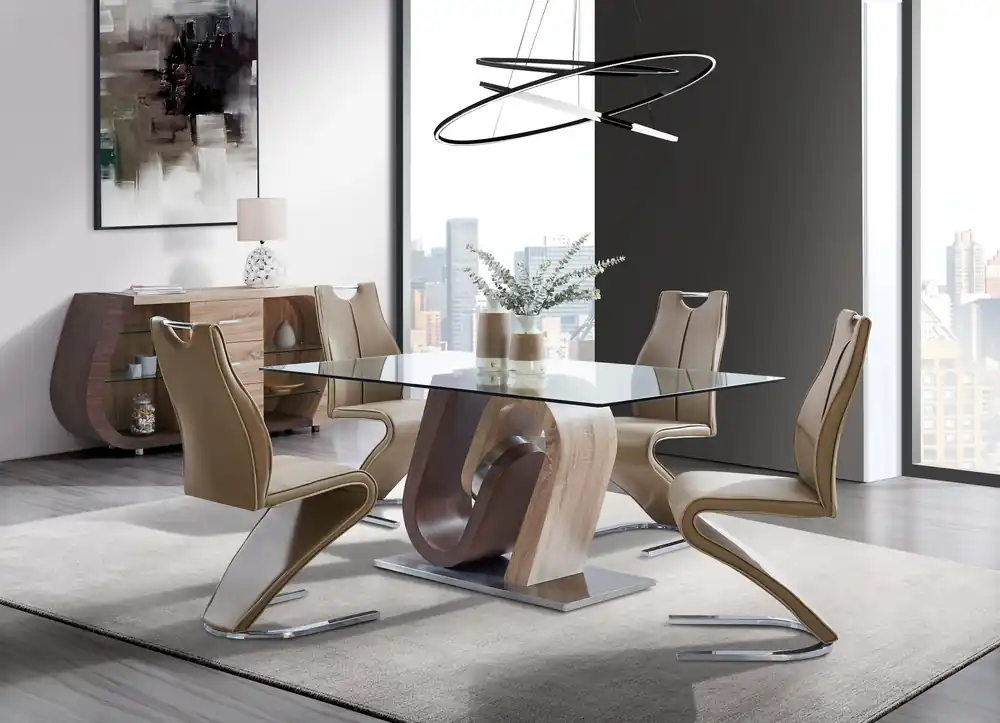 D4126N DINING TABLE AND 8 DINING CHAIRS - Global Furniture USA