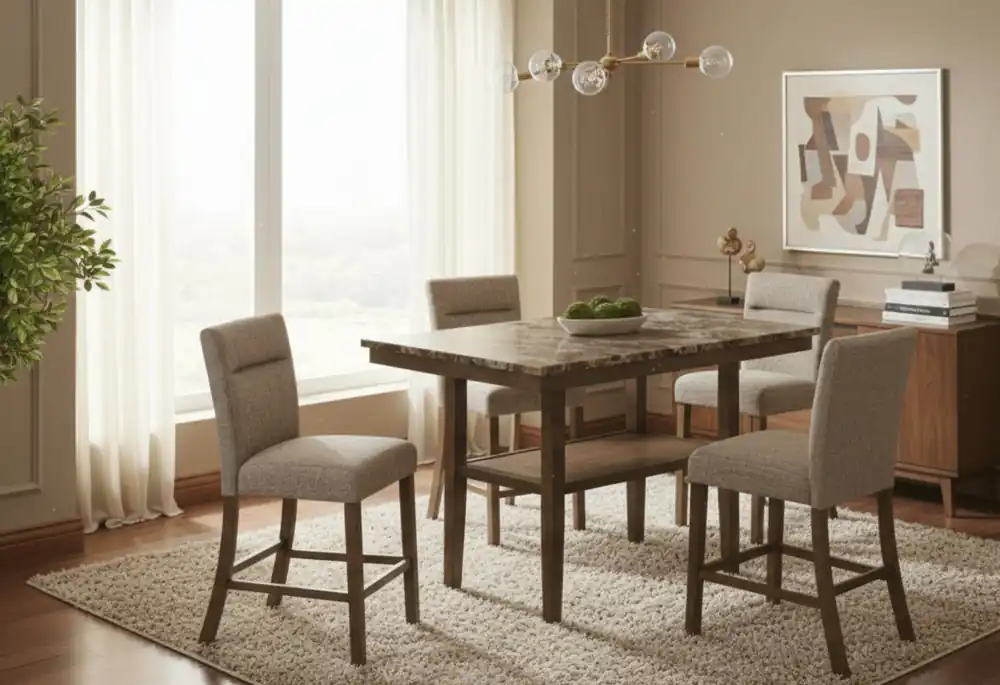 D4355 BROWN BAR TABLE WITH 4 BAR STOOLS - Global Furniture USA